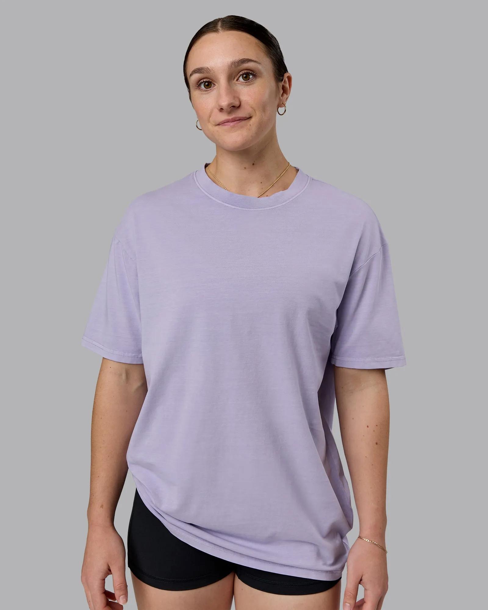Heart FLXCotton Oversized Tee - Washed Violet Ray-White