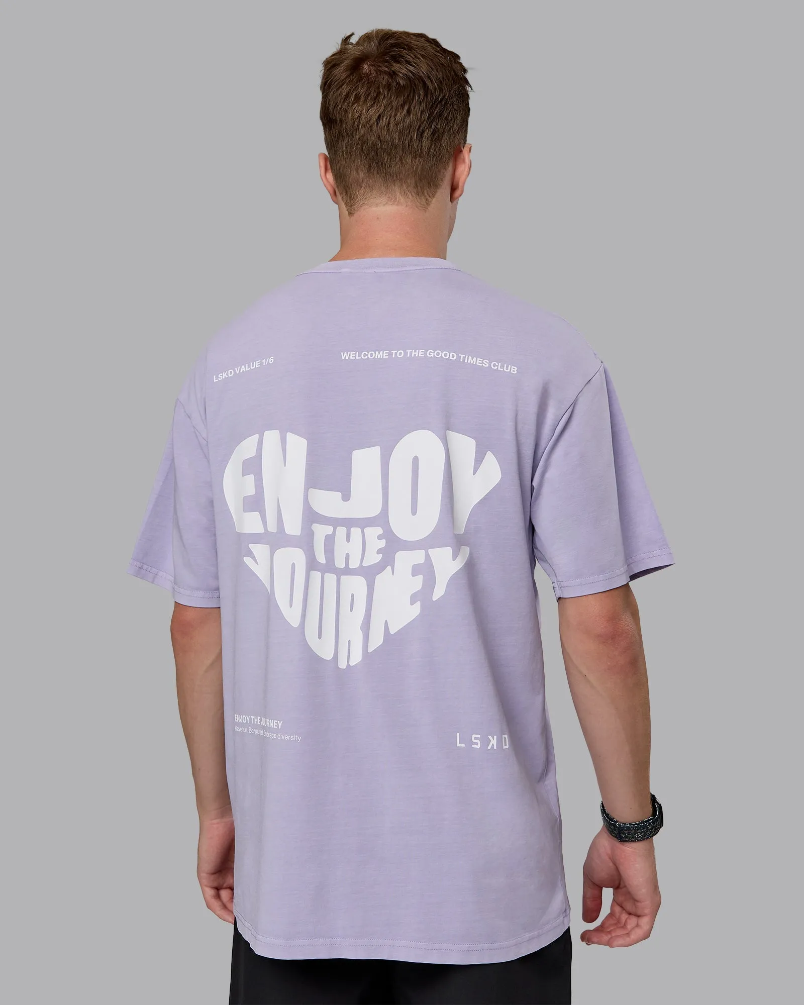 Heart FLXCotton Oversized Tee - Washed Violet Ray-White