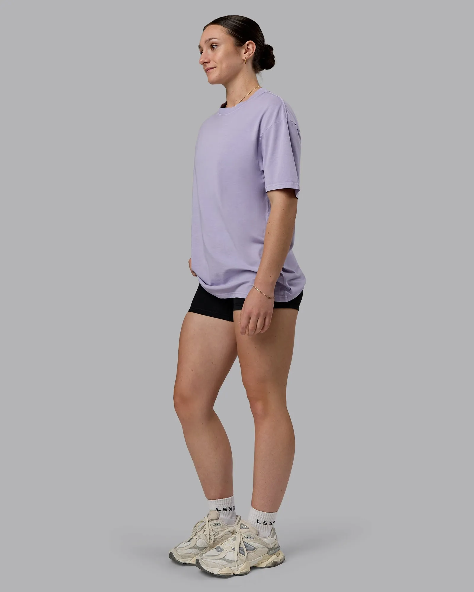 Heart FLXCotton Oversized Tee - Washed Violet Ray-White