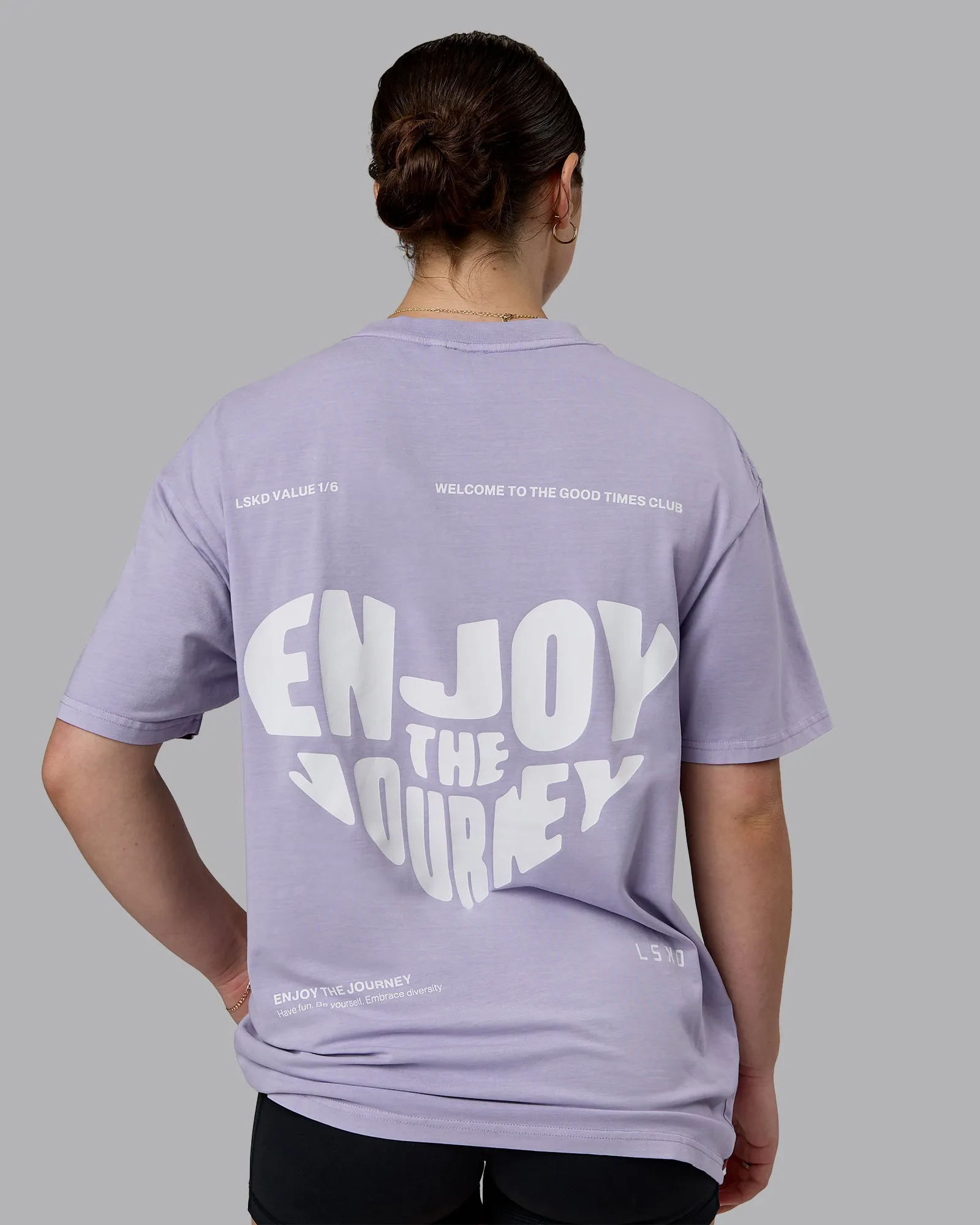 Heart FLXCotton Oversized Tee - Washed Violet Ray-White
