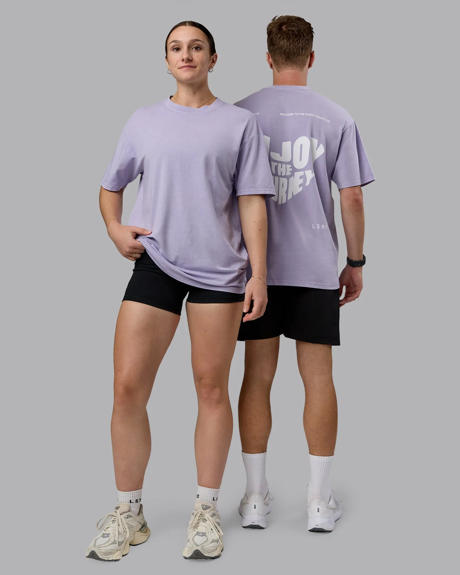 Heart FLXCotton Oversized Tee - Washed Violet Ray-White