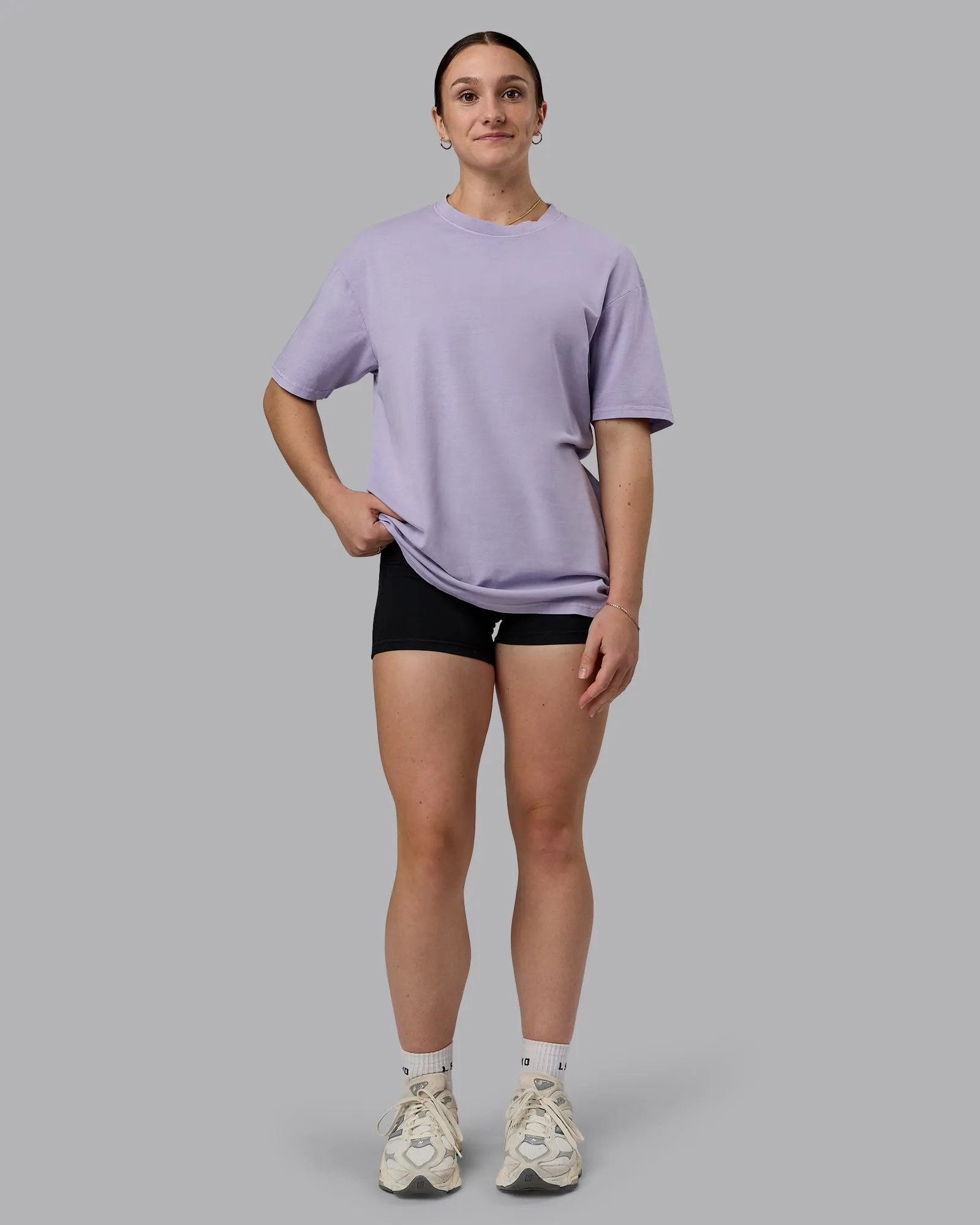 Heart FLXCotton Oversized Tee - Washed Violet Ray-White