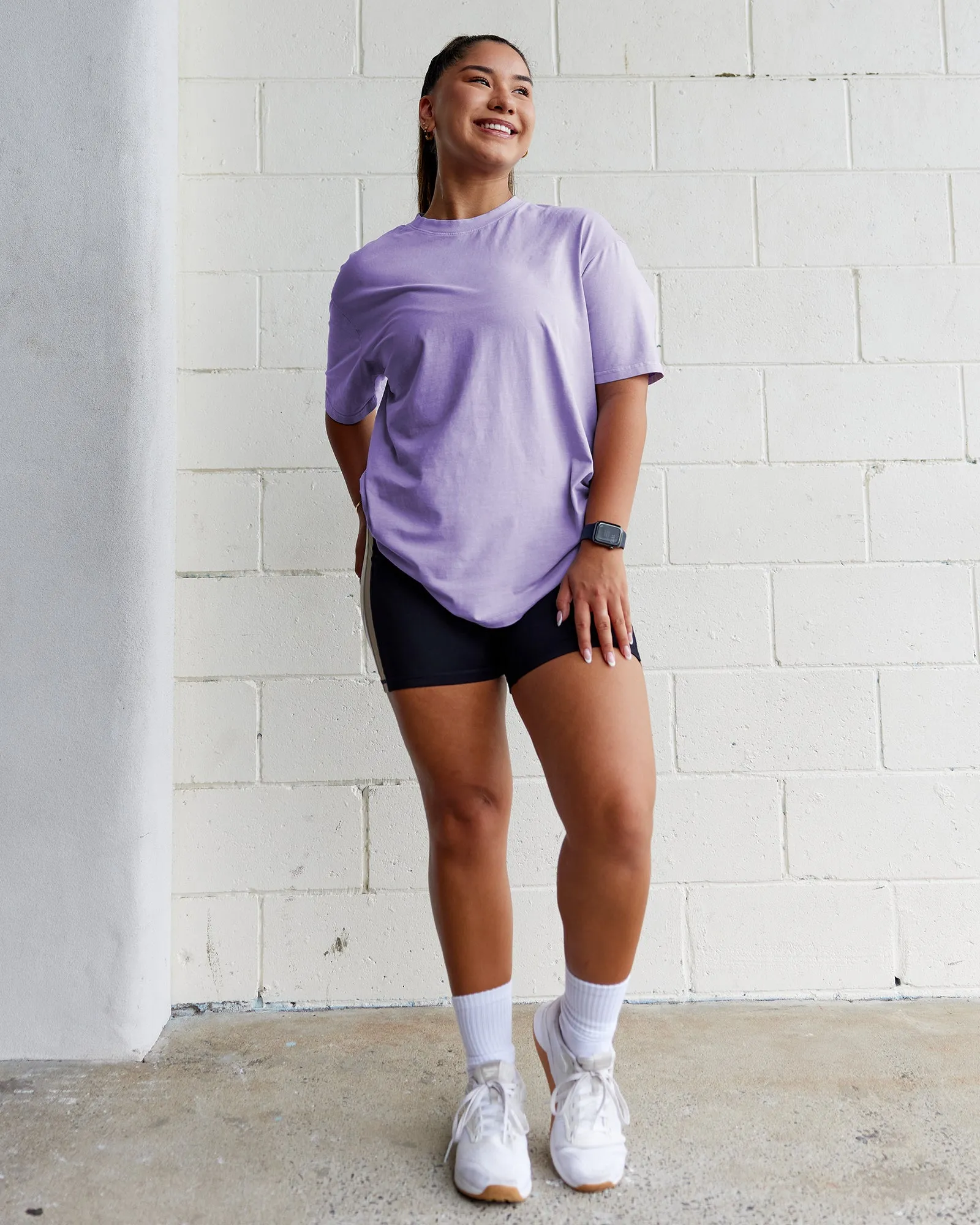 Heart FLXCotton Oversized Tee - Washed Violet Ray-White