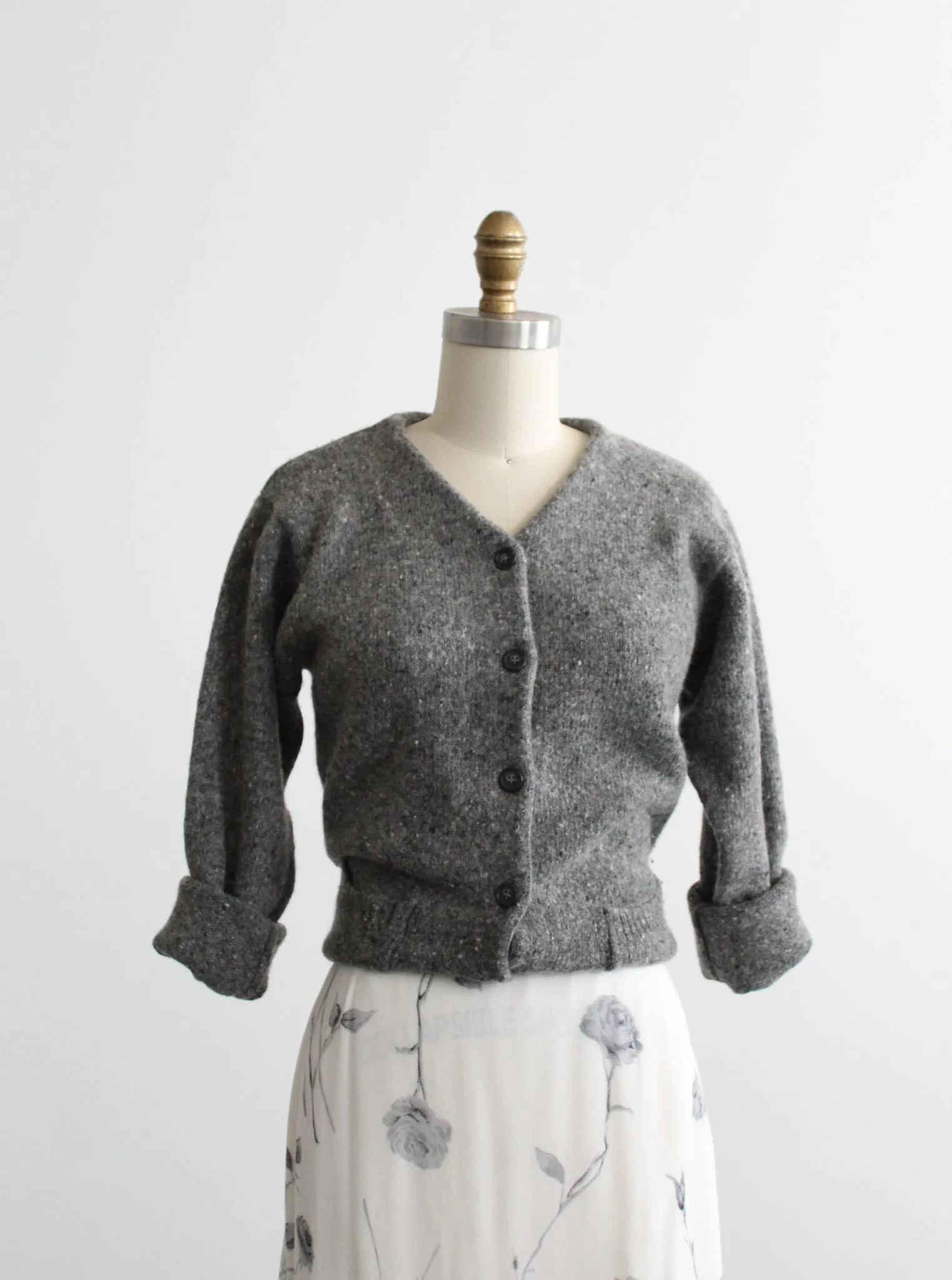 heathered gray cardigan 1919 Vintage