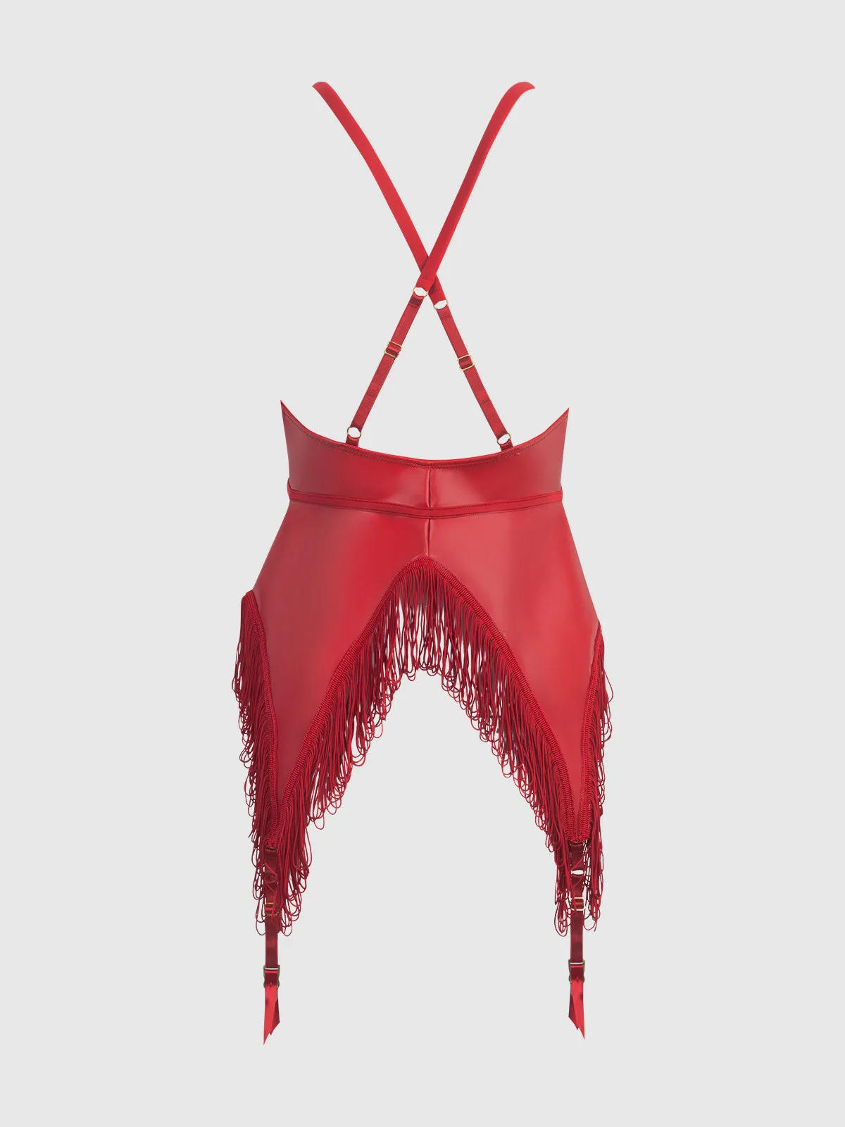 Hendrix Faux Leather & Fringe Chemise by Frederick's of Hollywood