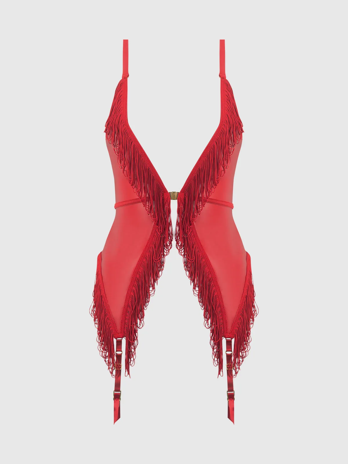 Hendrix Faux Leather & Fringe Chemise by Frederick's of Hollywood
