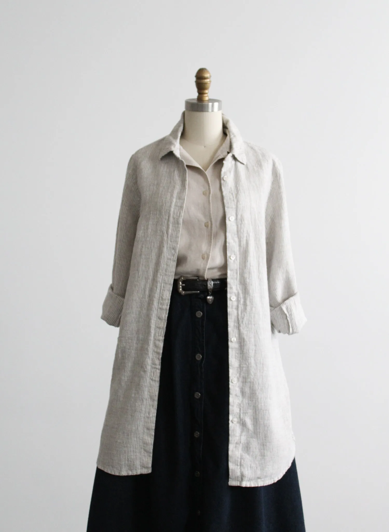 heron striped linen button up 1919 Vintage