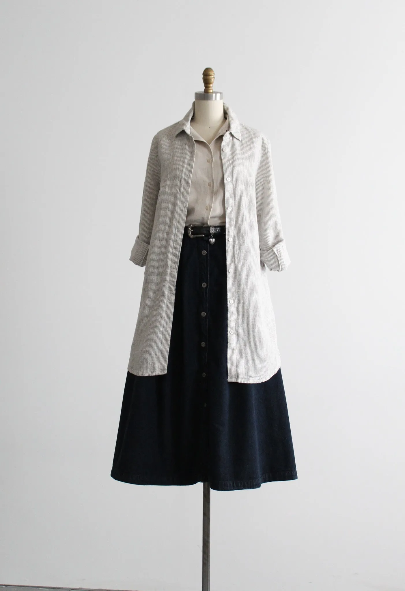 heron striped linen button up 1919 Vintage