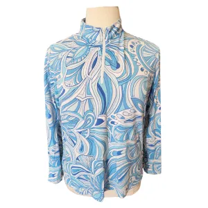 Icikuls Light Blue Foliage 1/4 Zip Pullover Size XXL