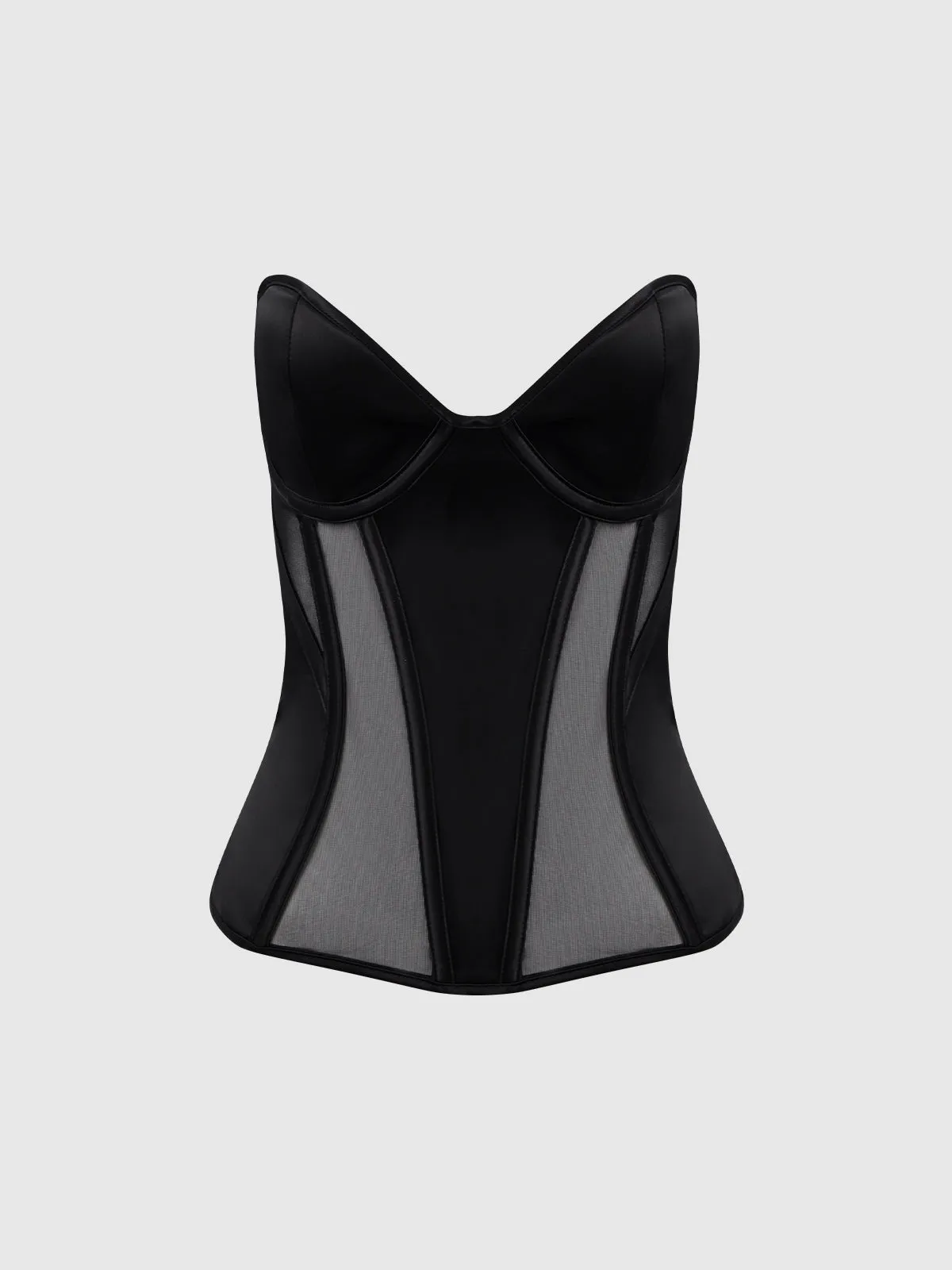 Iconic Plunge Satin & Mesh Corset by Frederick's of Hollywood
