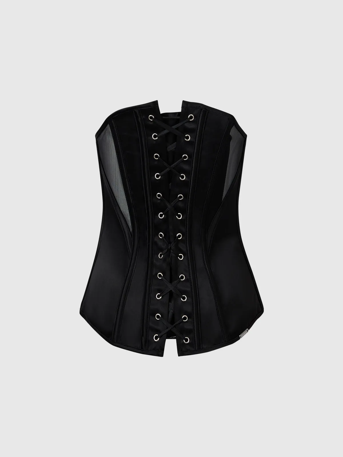Iconic Plunge Satin & Mesh Corset by Frederick's of Hollywood