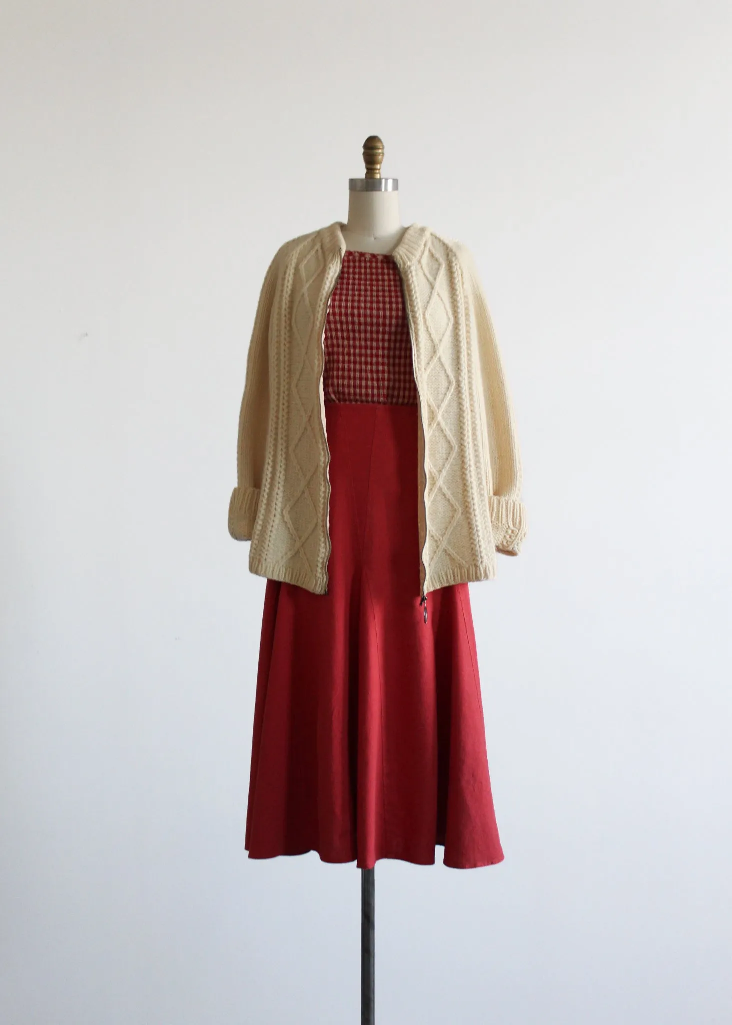ivory wool zip-front fisherman sweater 1919 Vintage
