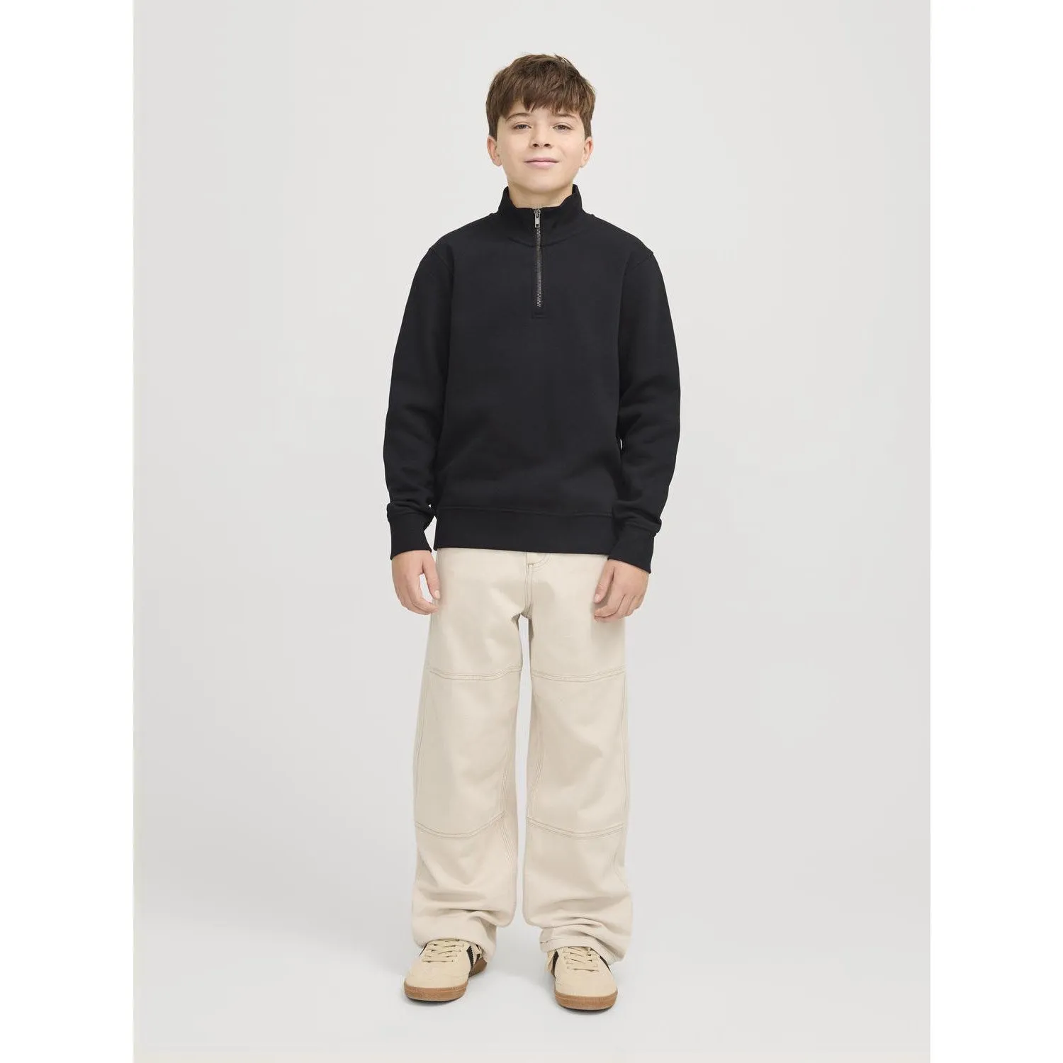 Jack & Jones Junior Black Bradley Sweatshirt Half Zip Noos