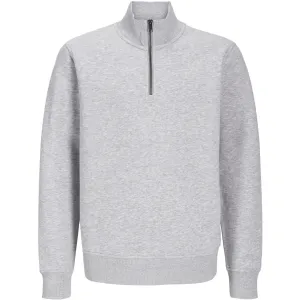 Jack & Jones Junior Light Grey Melange Bradley Sweatshirt Half Zip Noos