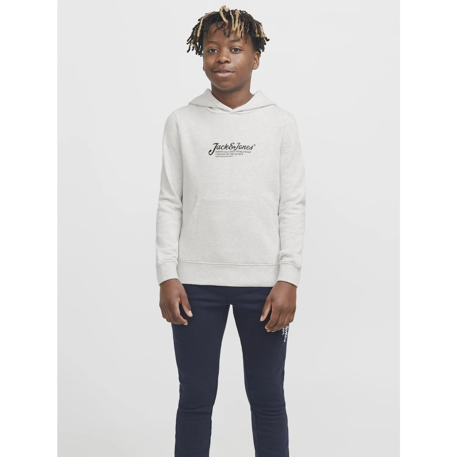 Jack & Jones Junior White Melange Jjbeau Sweat Hood Jnr