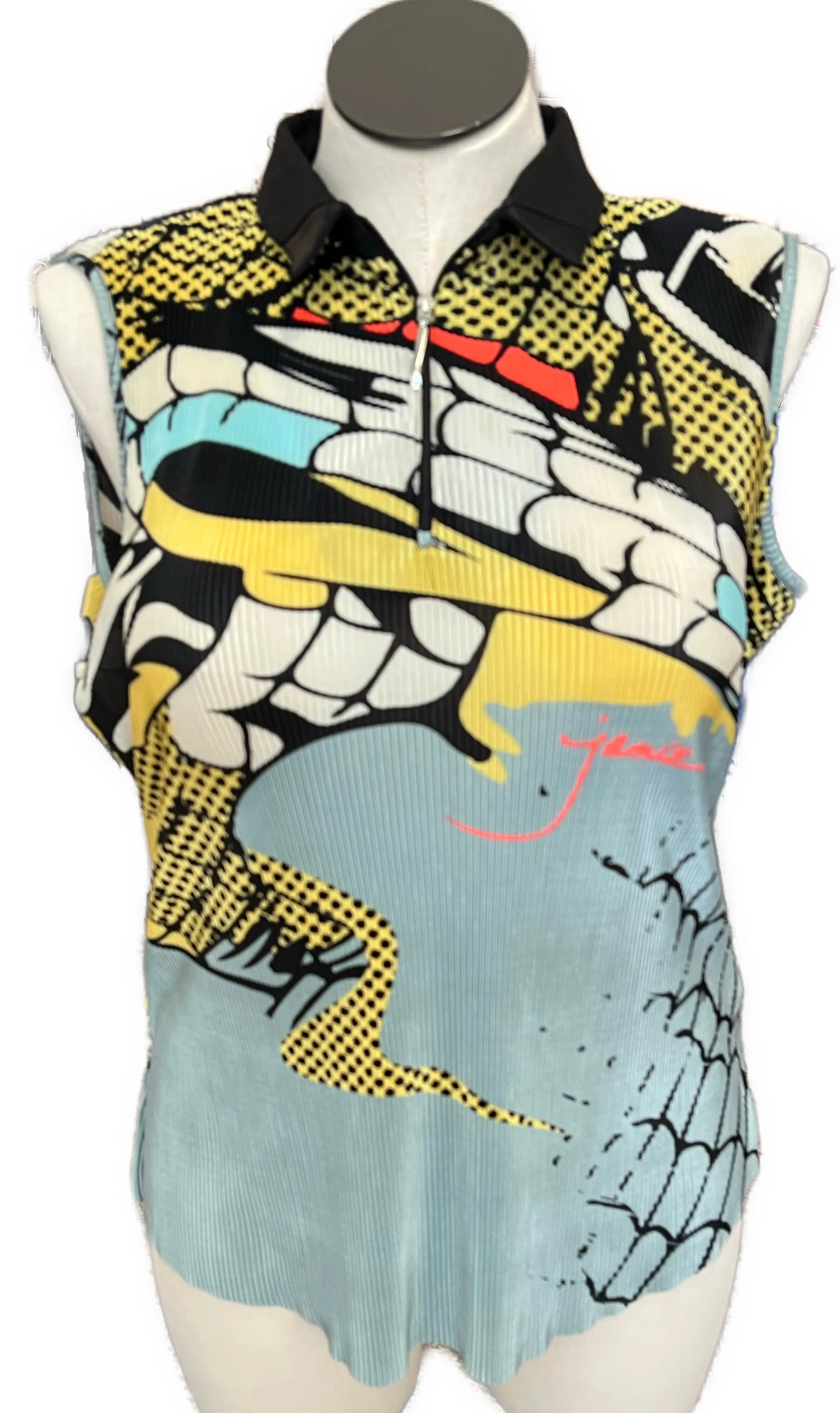 Jamie Sadock Graphic Collage Print Sleeveless Golf Top Size L MSP$90