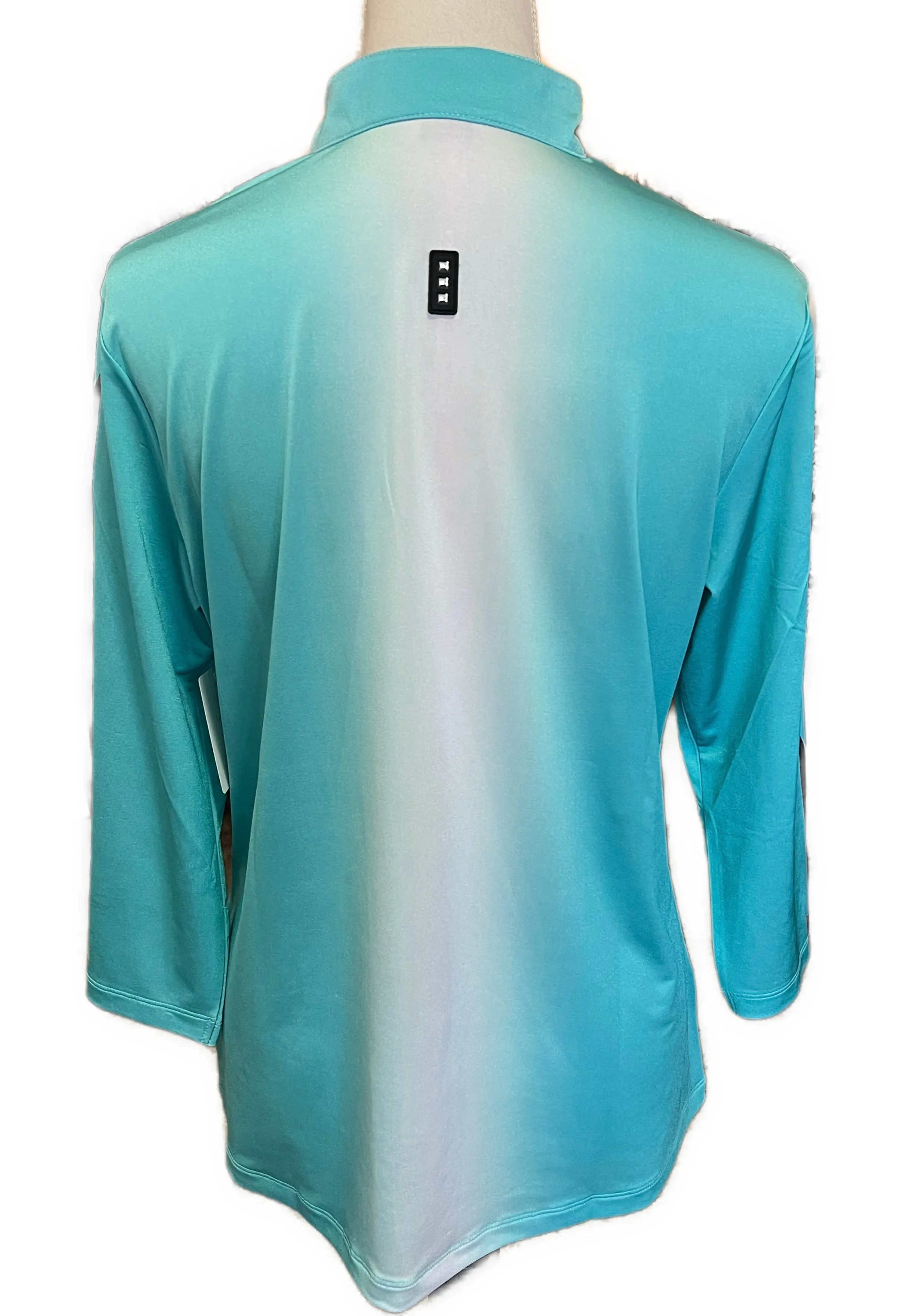 Jamie Sadock Women's Aqua 3/4 Sleeve Zip Golf Top Size L MSP$99