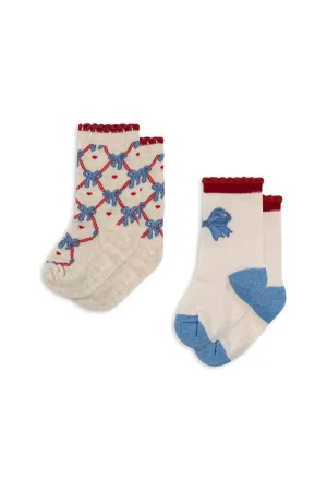 Jaquard Bow Socks (2 Pack)