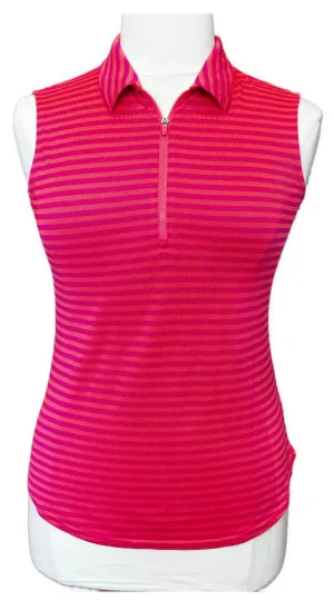 Jofit Pink & Coral Striped Sleeveless Golf Top Size L MSP$86