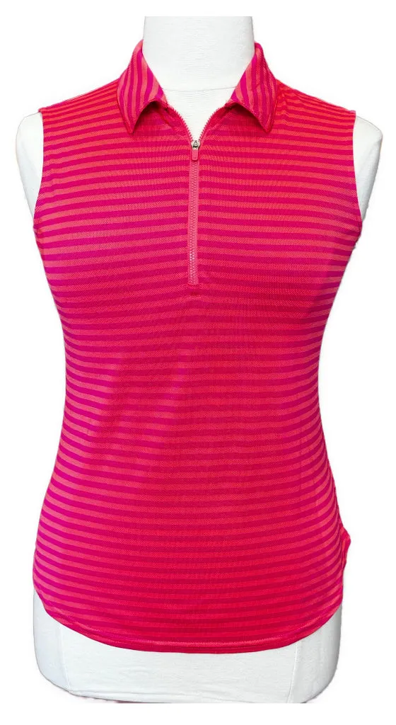 Jofit Pink & Coral Striped Sleeveless Golf Top Size L MSP$86