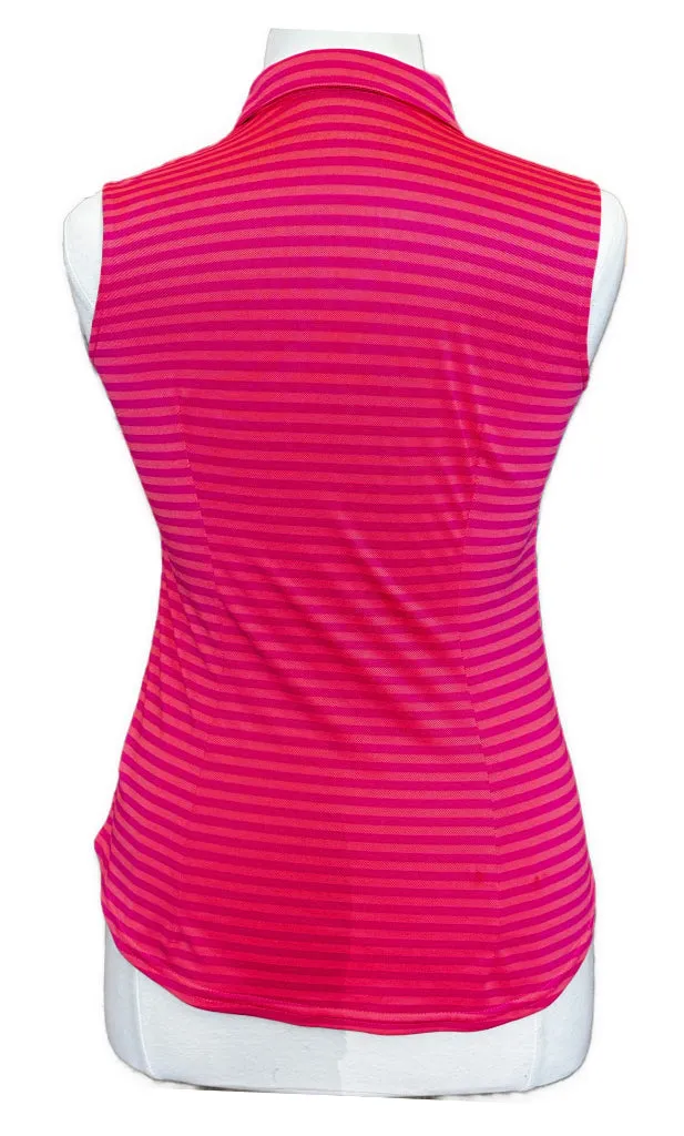 Jofit Pink & Coral Striped Sleeveless Golf Top Size L MSP$86