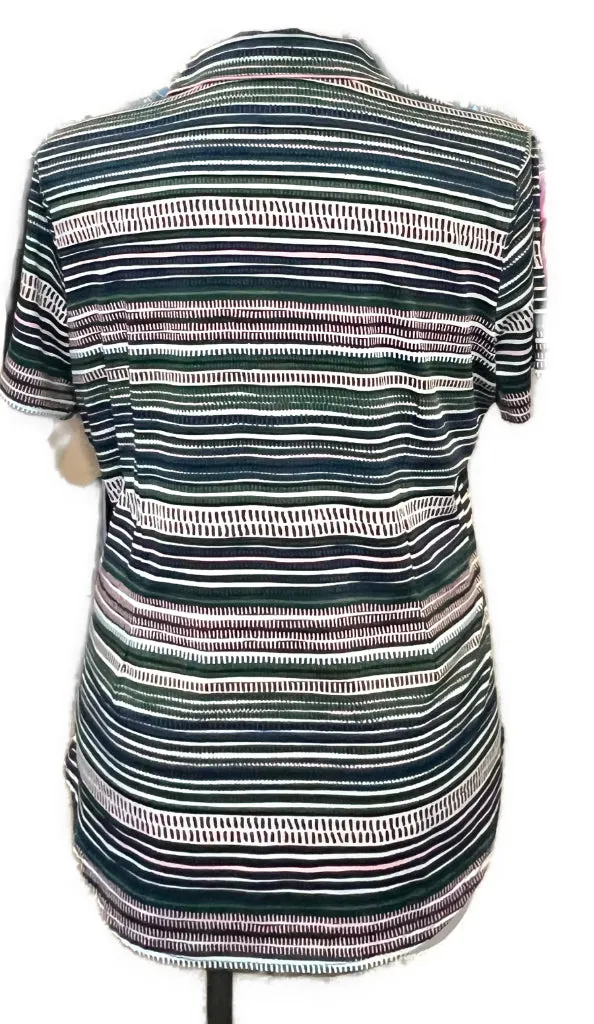 Jofit Women's Blue, Green & Pink Striped Short Sleeve Golf Polo Size XXL MSp$