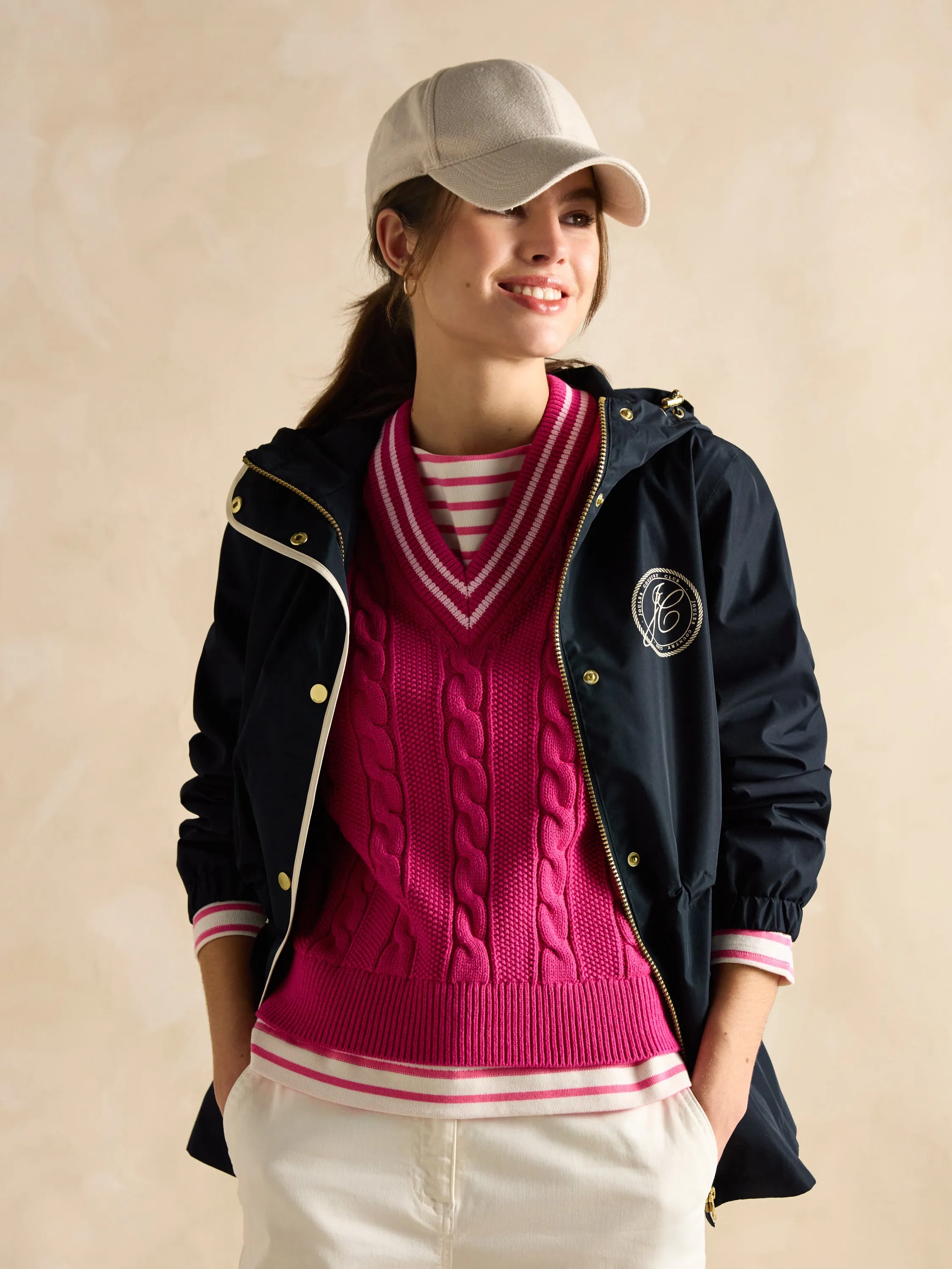 Joules Holt Packable Waterproof Raincoat with Hood