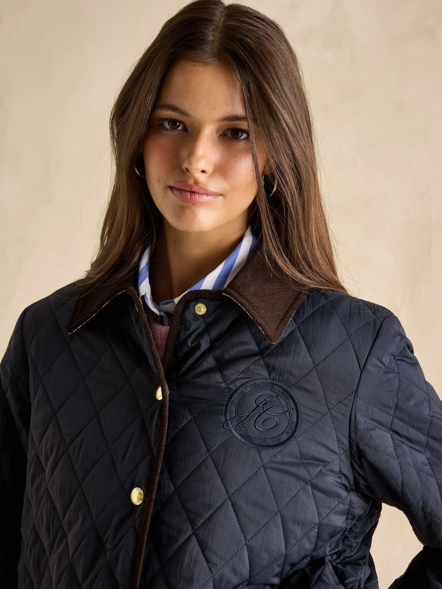 Joules Quinn Showerproof Diamond Quilted Coat