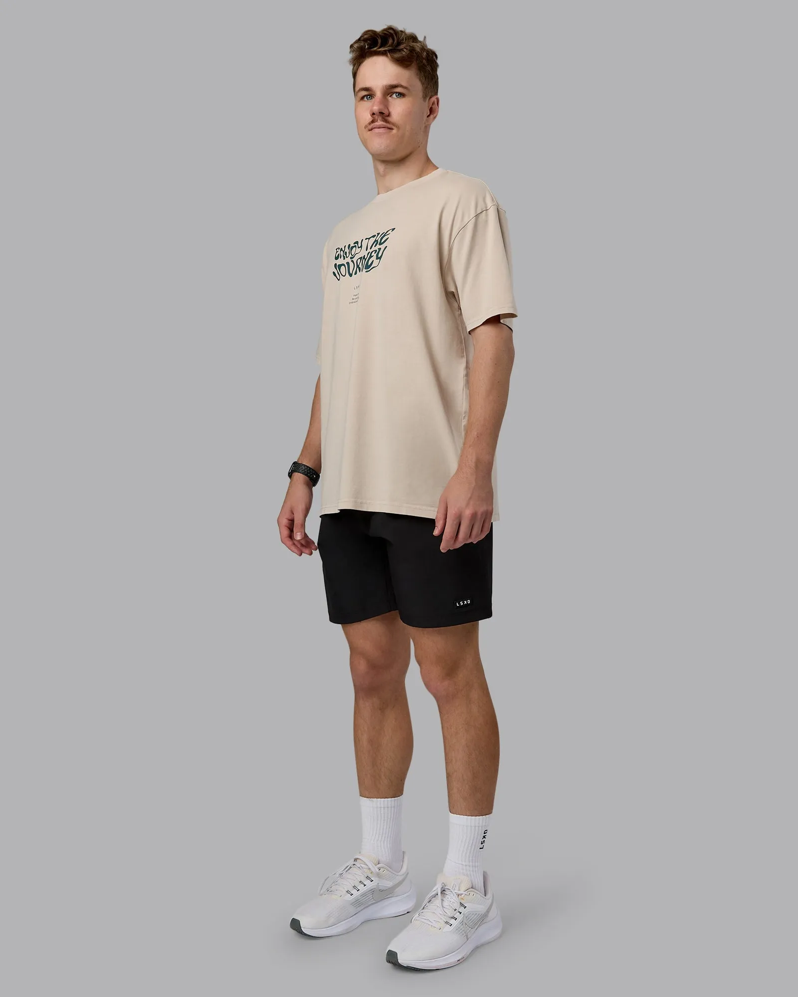 Journey FLXCotton Oversized Tee - Washed Shale Beige-Dark Moss