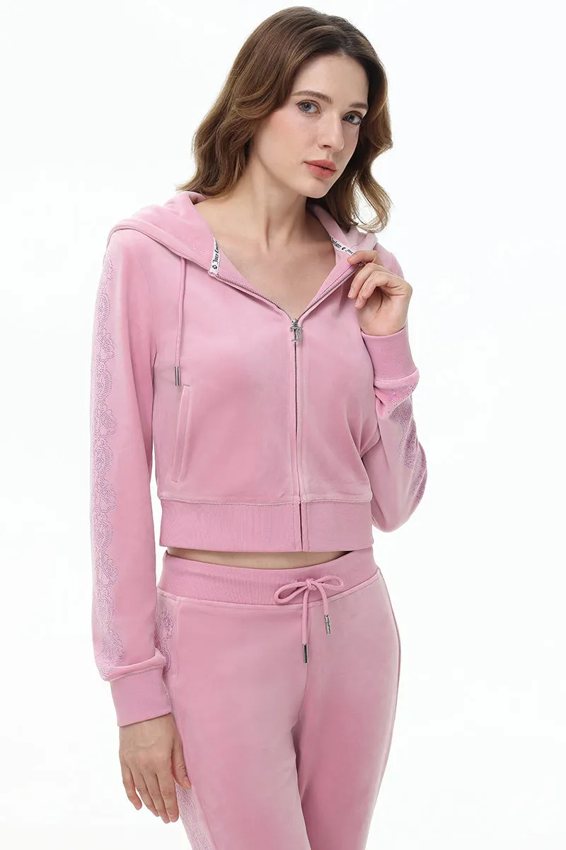 Lace Rhinestone Classic Hoodie by Juicy Couture