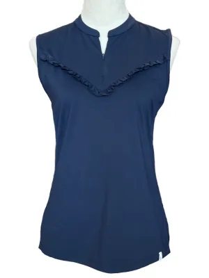 Lady Hagen Navy Ruffled Women's Sleeveless Golf Top Size S