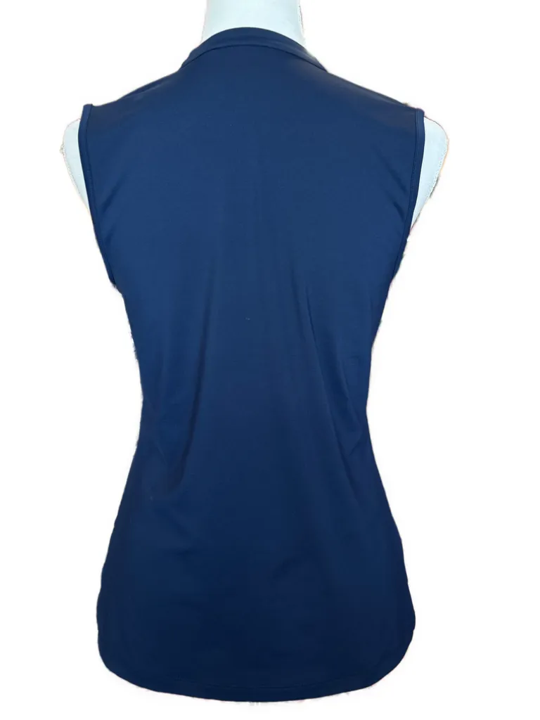 Lady Hagen Navy Ruffled Women's Sleeveless Golf Top Size S