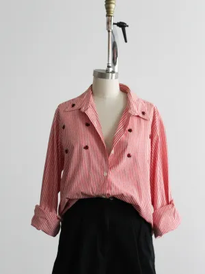 ladybug striped button up 1919 Vintage