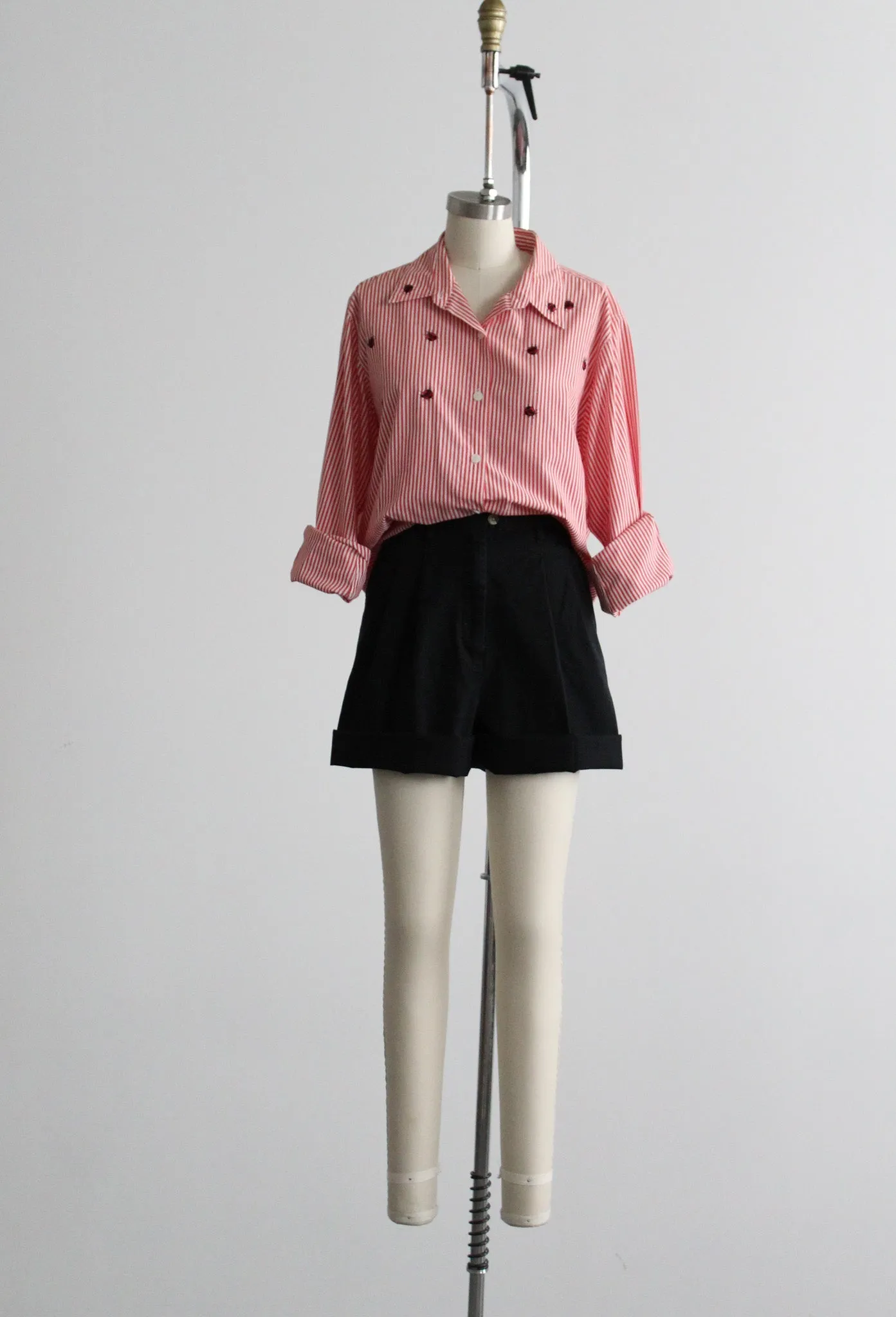ladybug striped button up 1919 Vintage