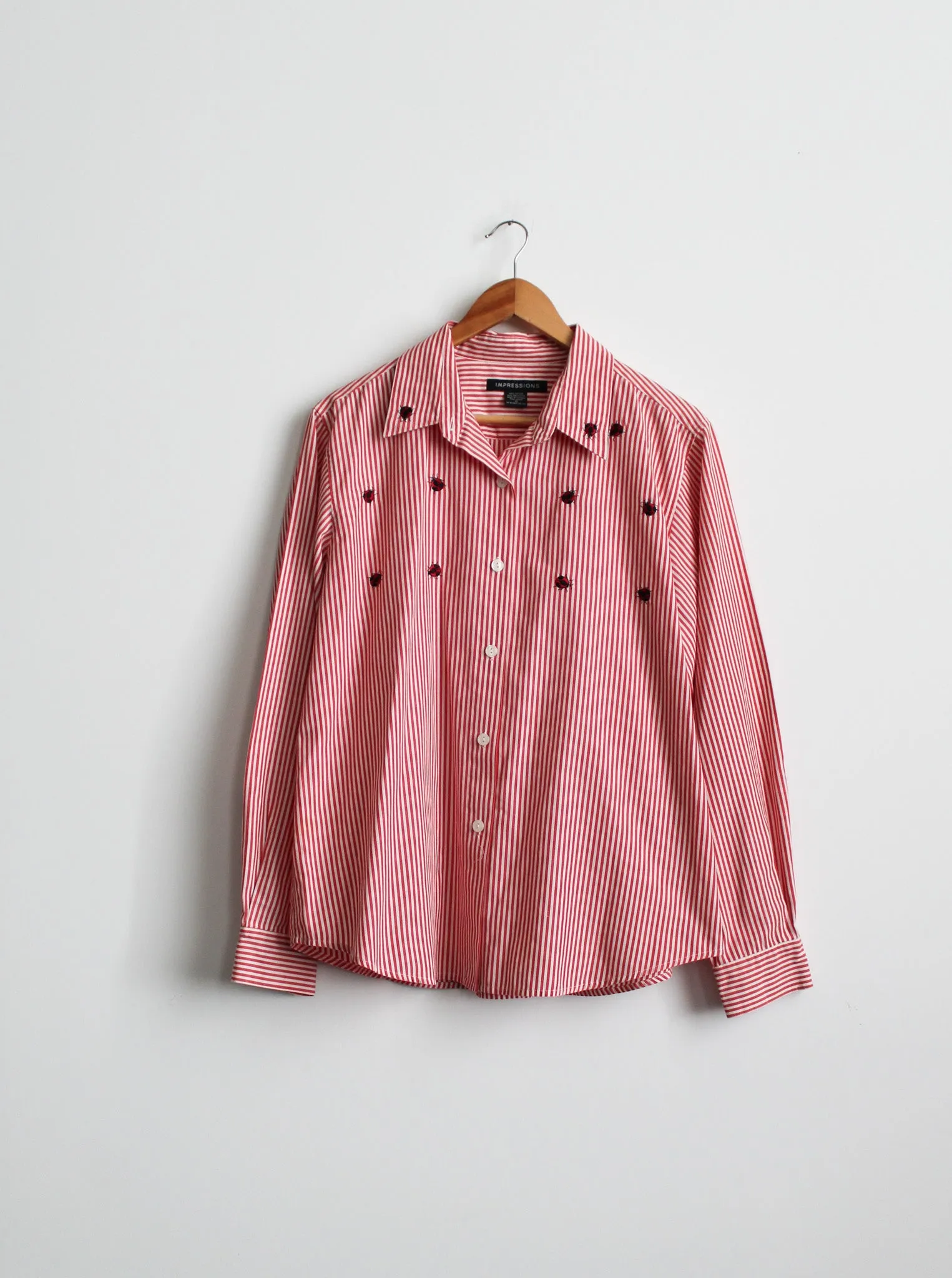 ladybug striped button up 1919 Vintage