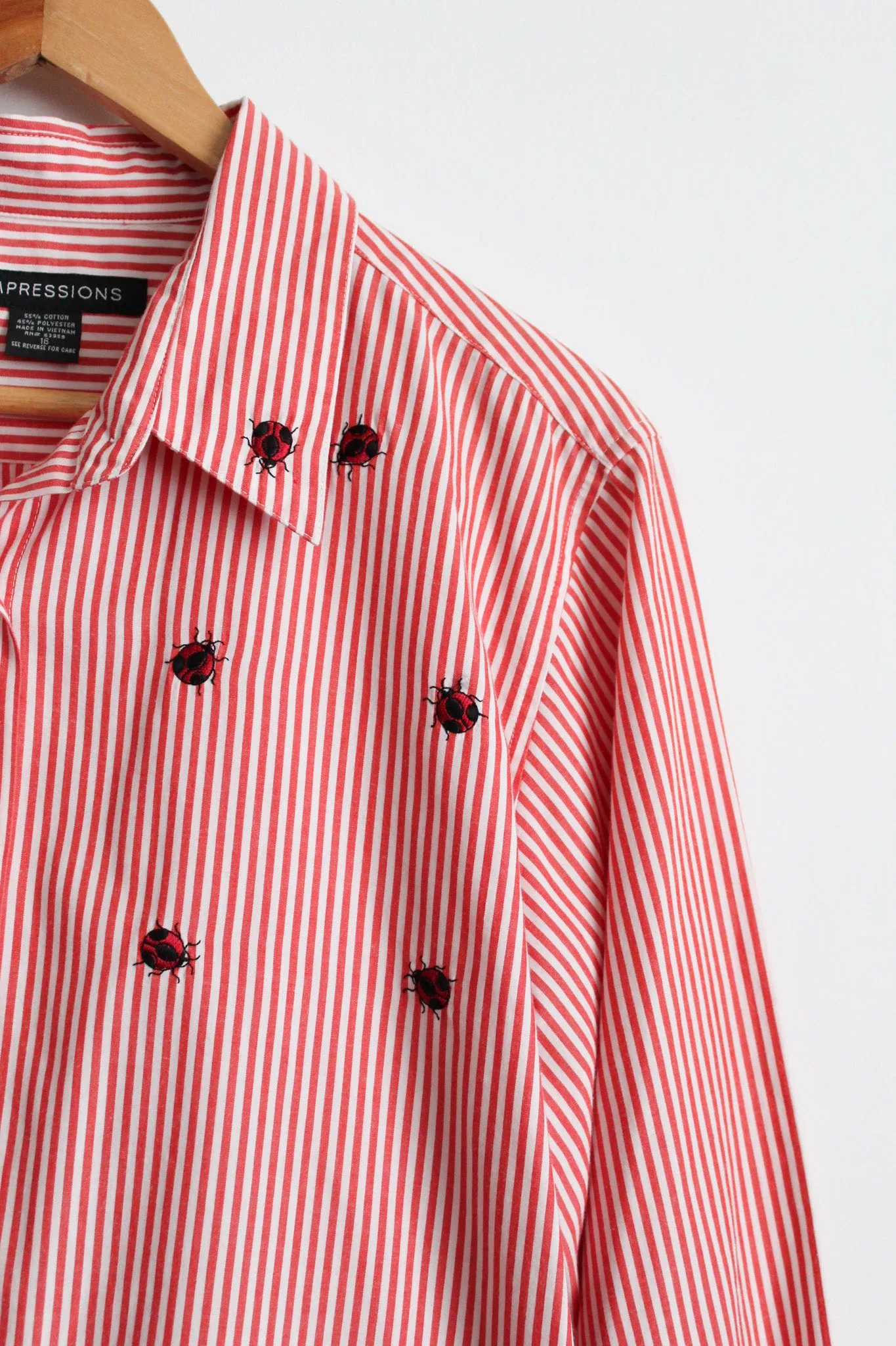 ladybug striped button up 1919 Vintage