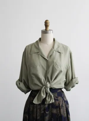 lambsear silk button up 1919 Vintage