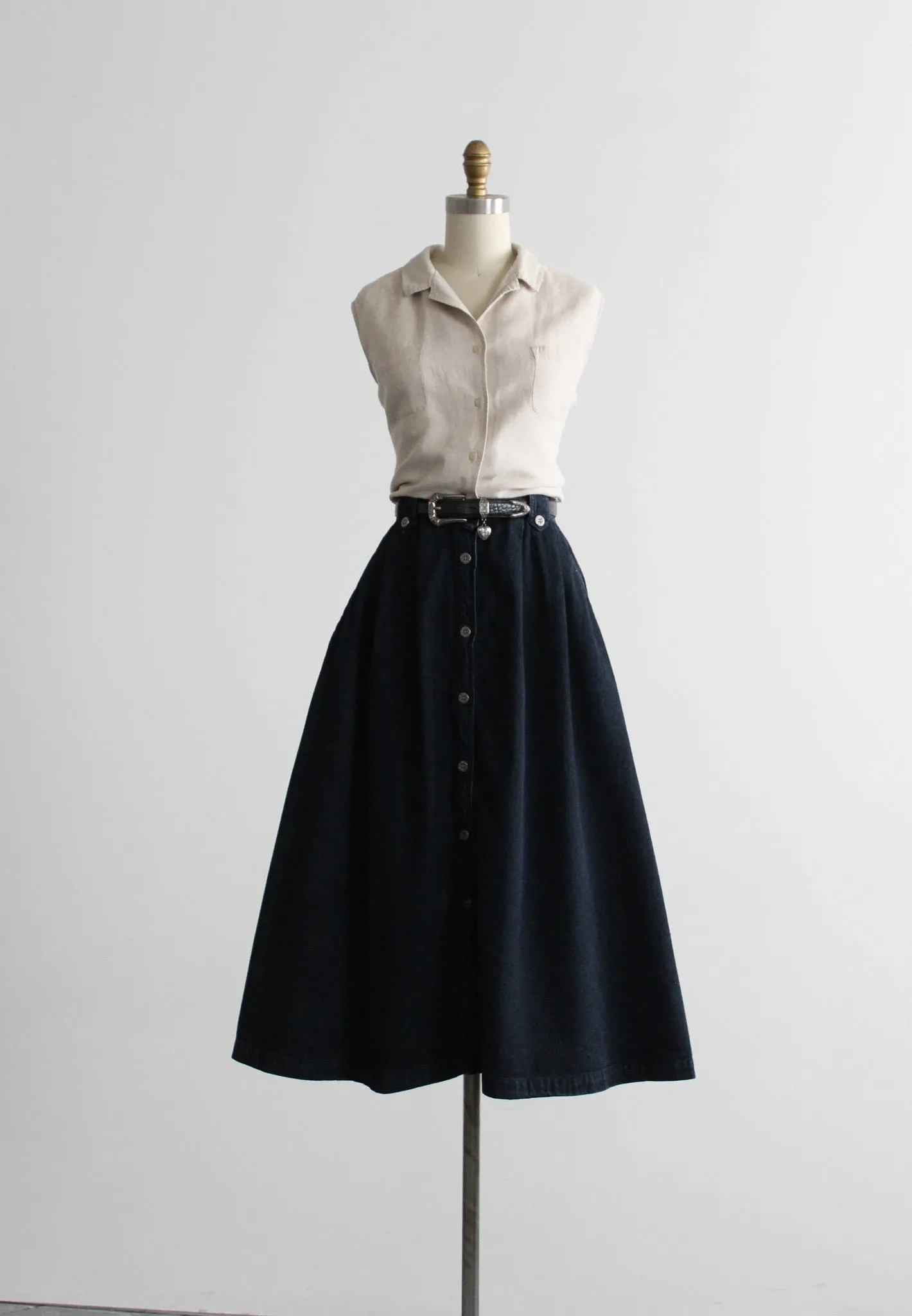laurel lake denim midi skirt 1919 Vintage