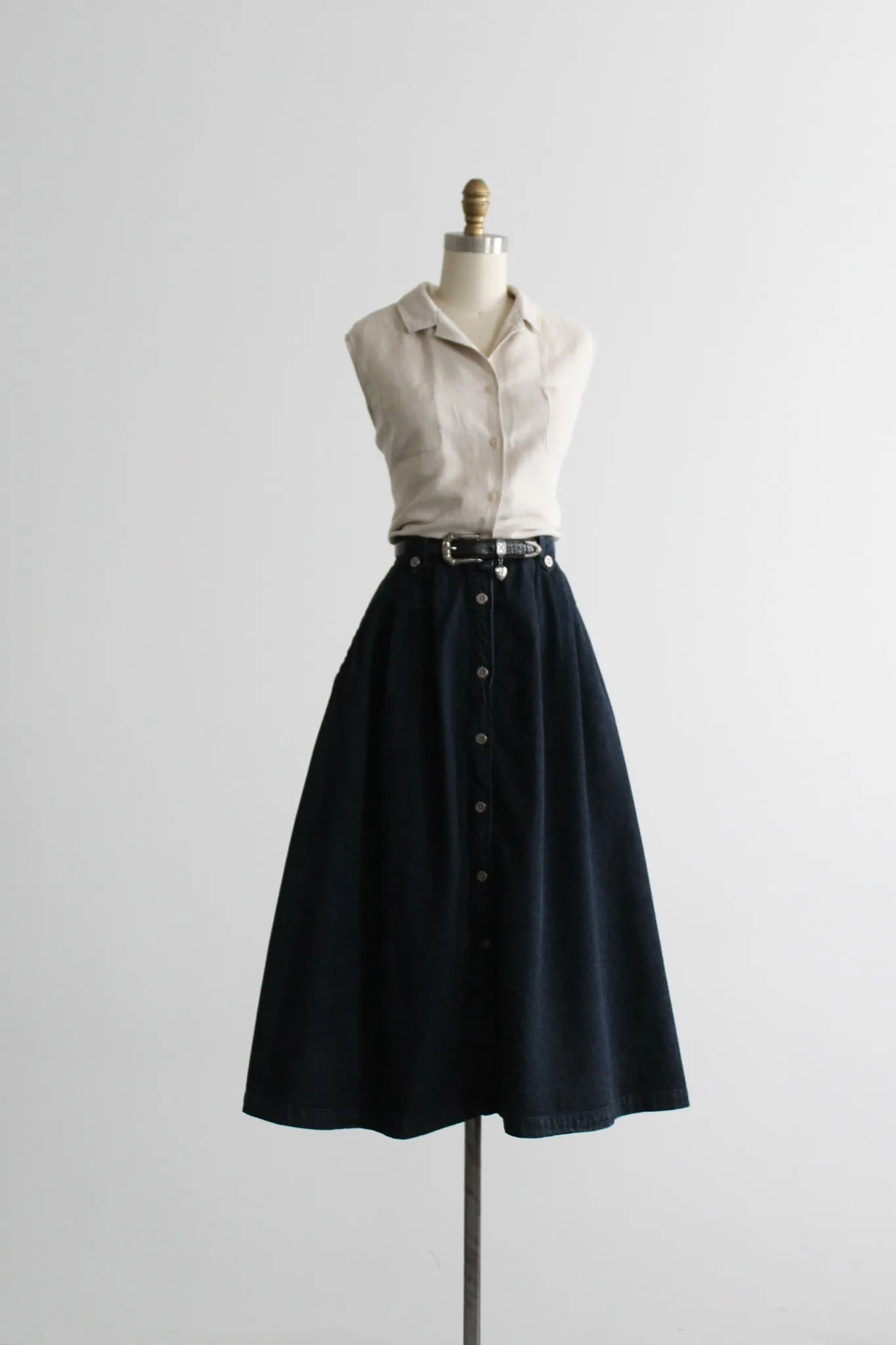 laurel lake denim midi skirt 1919 Vintage