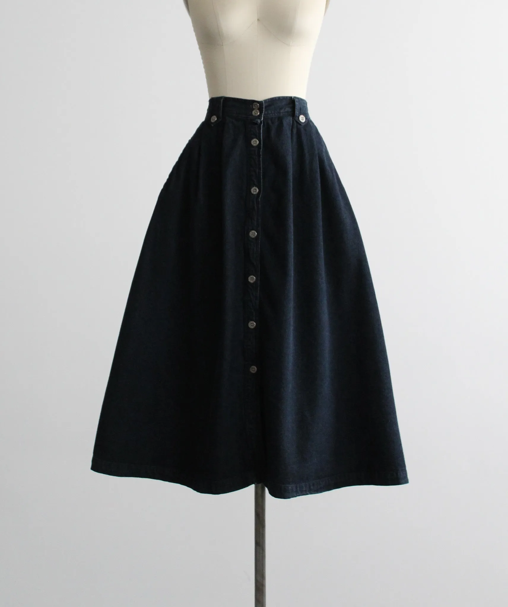 laurel lake denim midi skirt 1919 Vintage
