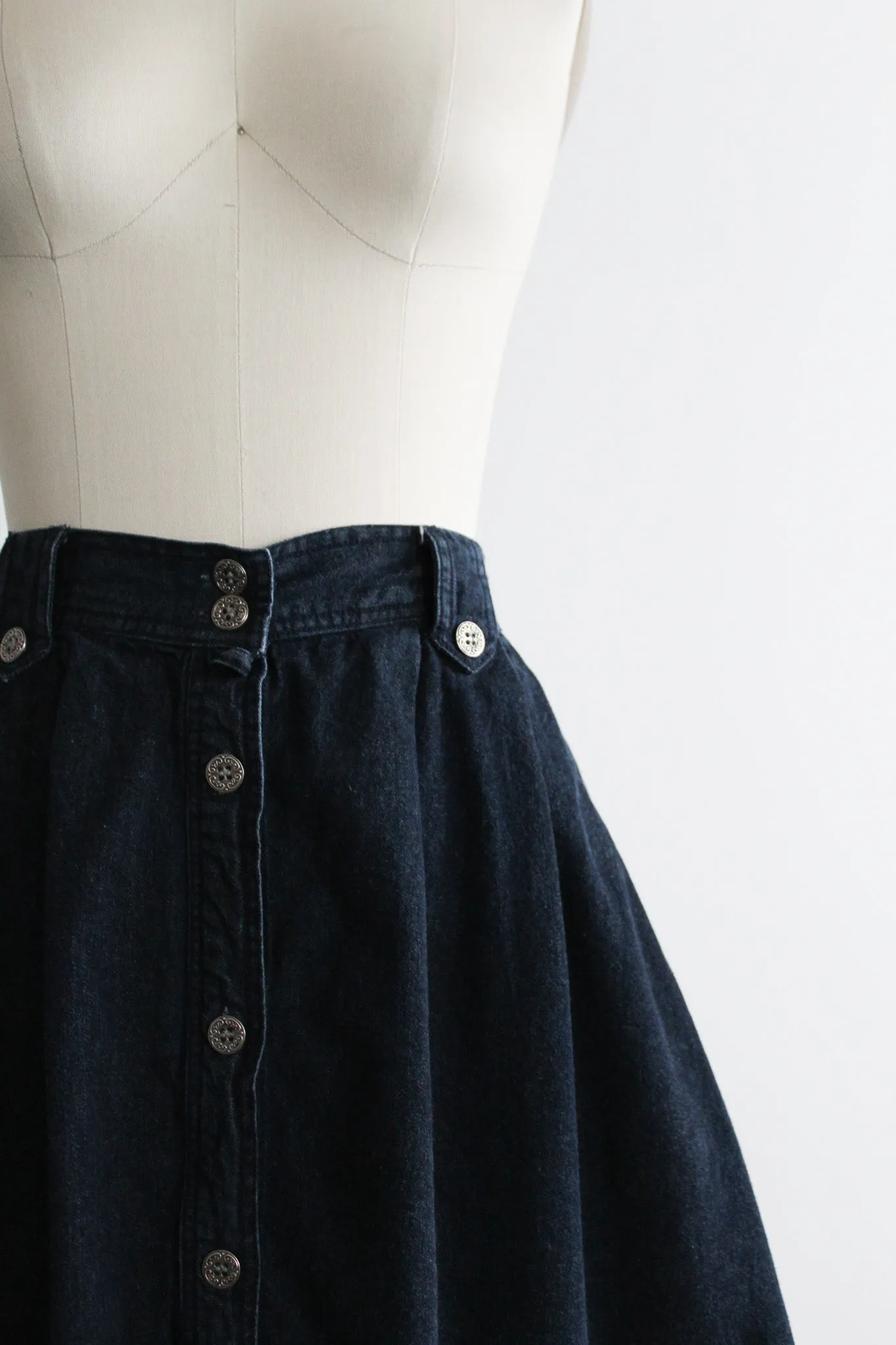 laurel lake denim midi skirt 1919 Vintage