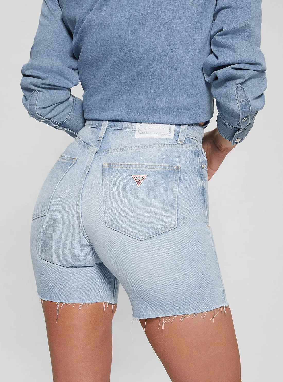 Light Blue Denim 80's Pedal Short Guess