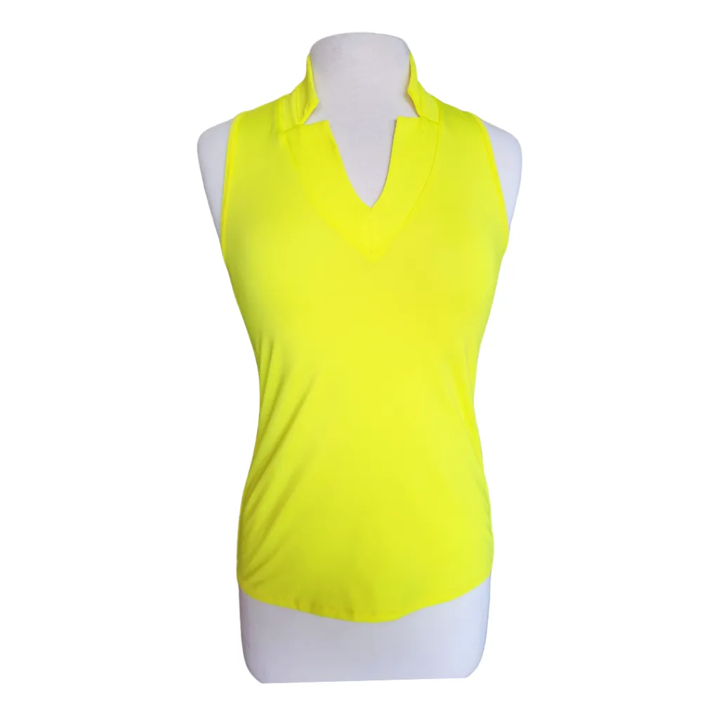 Lucky in Love Bright Yellow Sleeveless Golf Top Size S MSP$72