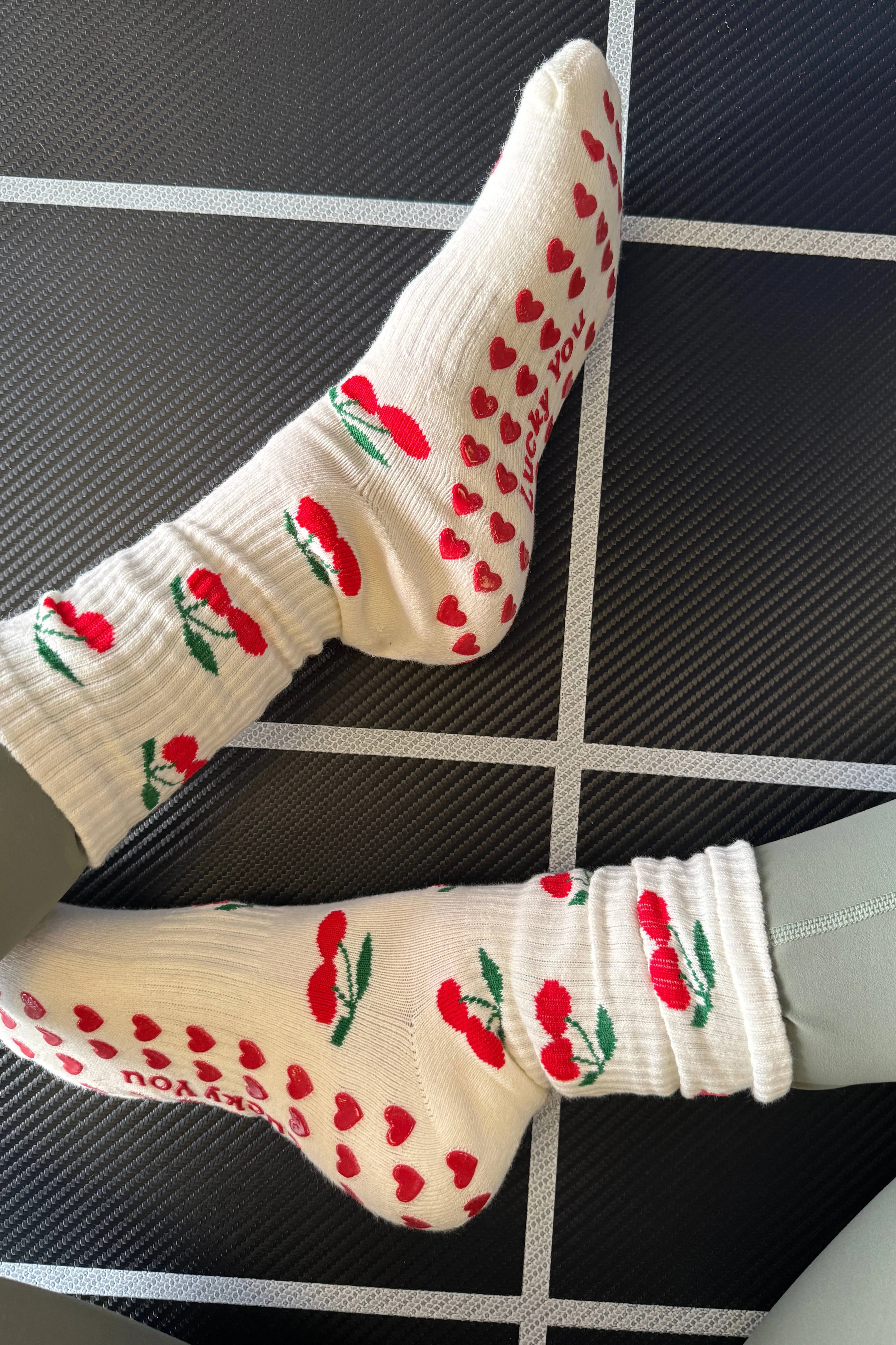 Lucky You Pilates Socks Sweet Cherry Beach Riot