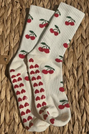 Lucky You Pilates Socks Sweet Cherry Beach Riot