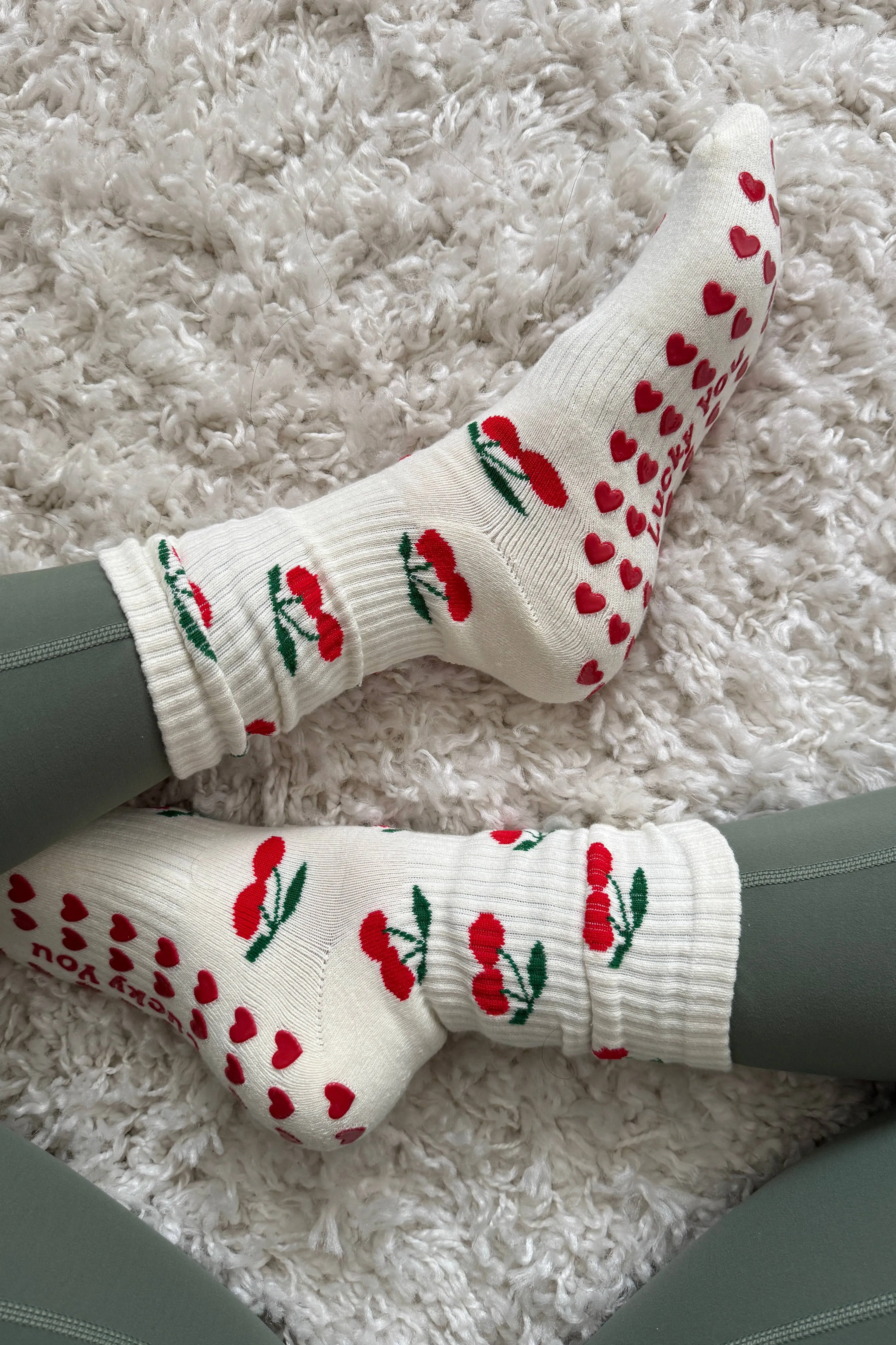 Lucky You Pilates Socks Sweet Cherry Beach Riot