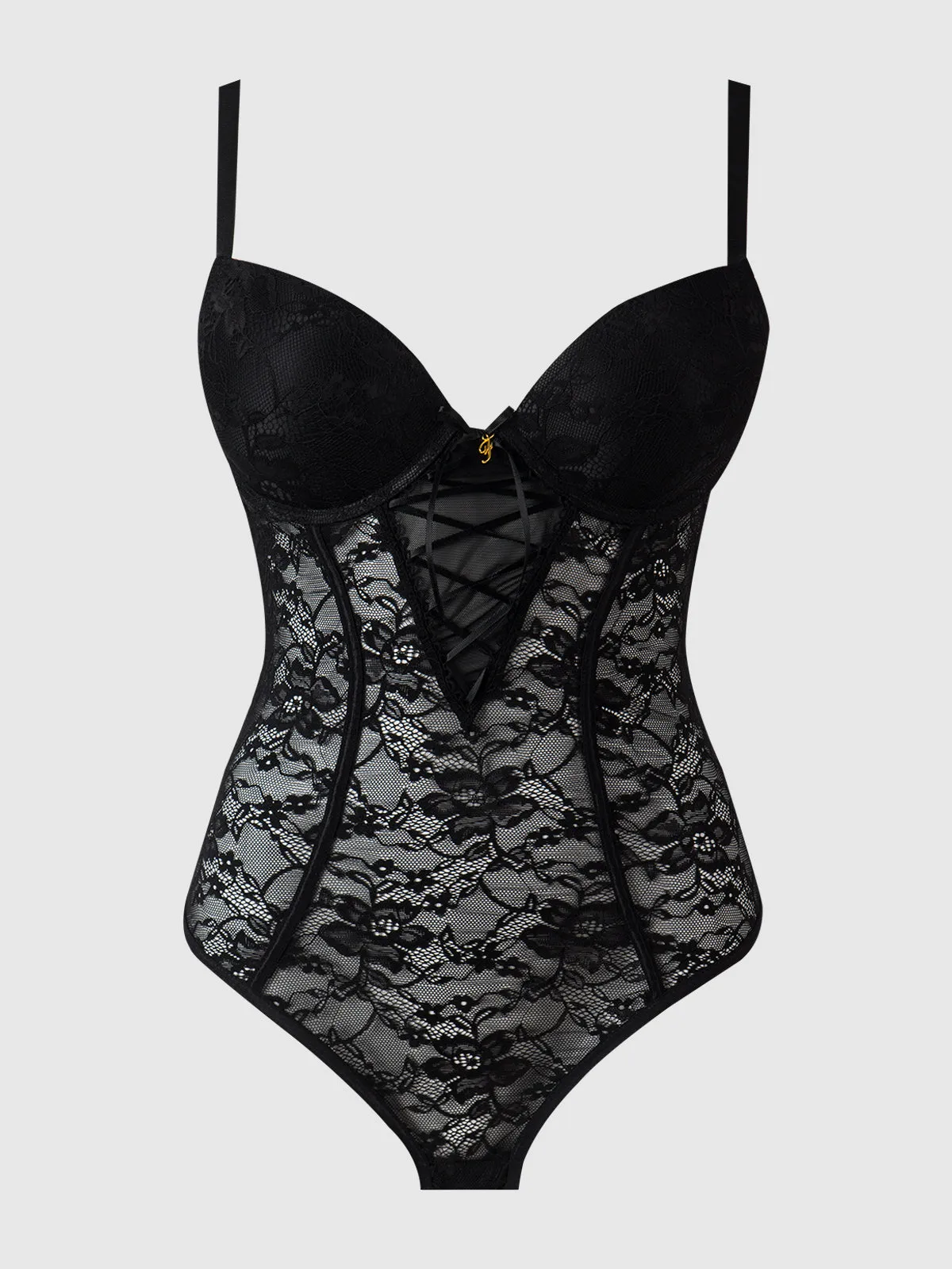 Mabel Lace Underwire Lace Up Teddy by Frederick's of Hollywood