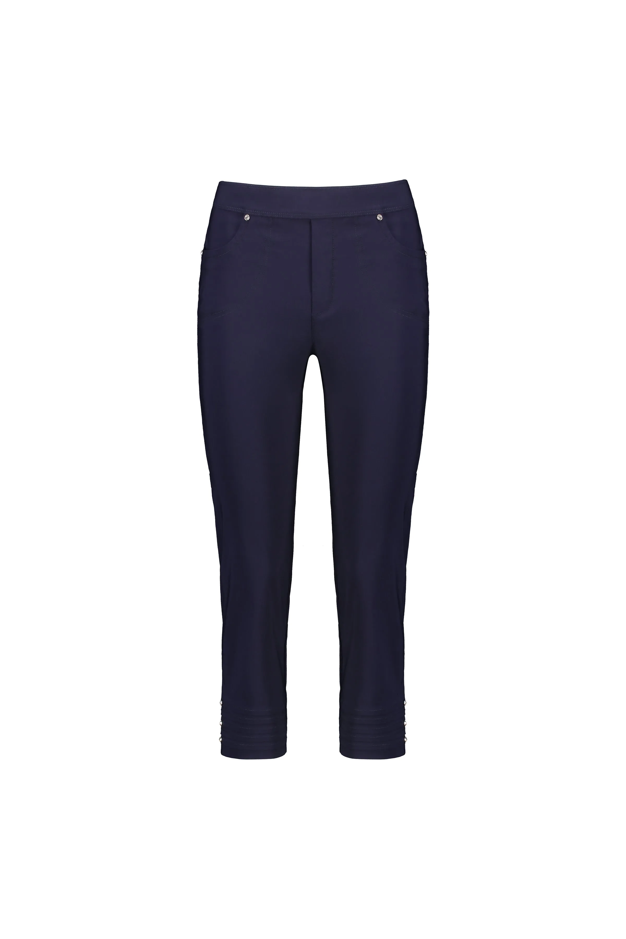 Macjays - Mercy Crop Pant with Diamantes in Faille - Navy - M6245
