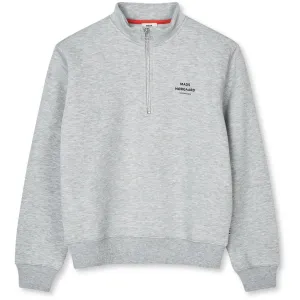 Mads Nrgaard Grey Melange Mix Sweat Crewie Half Zip Sweatshirt
