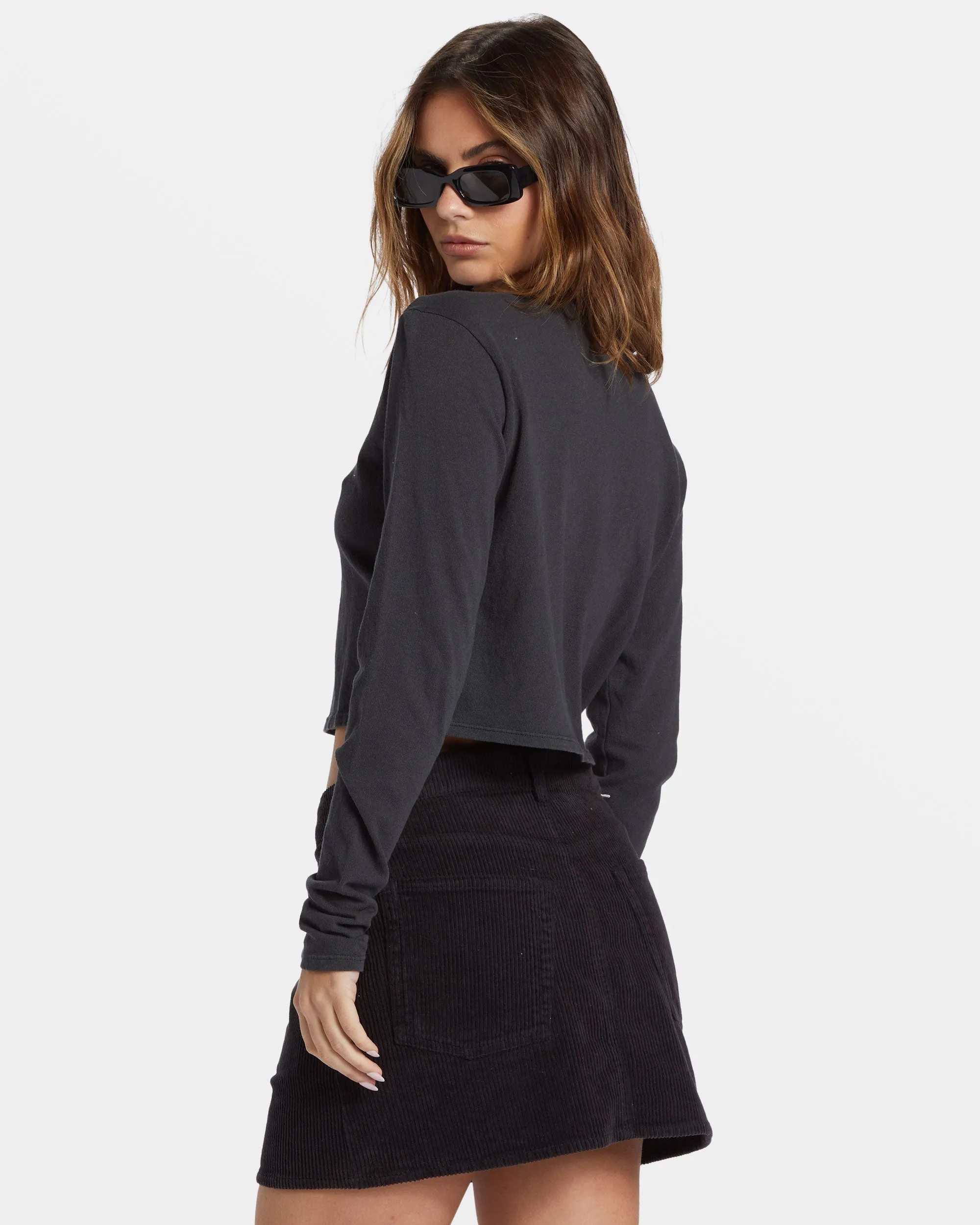 Marina Corduroy Skirt - Black Pebble Billabong
